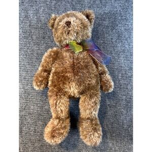 GUND 4890 Bearessence Plush Teddy Bear 15" Brown Scruffy Soft Toy Rainbow Ribbon